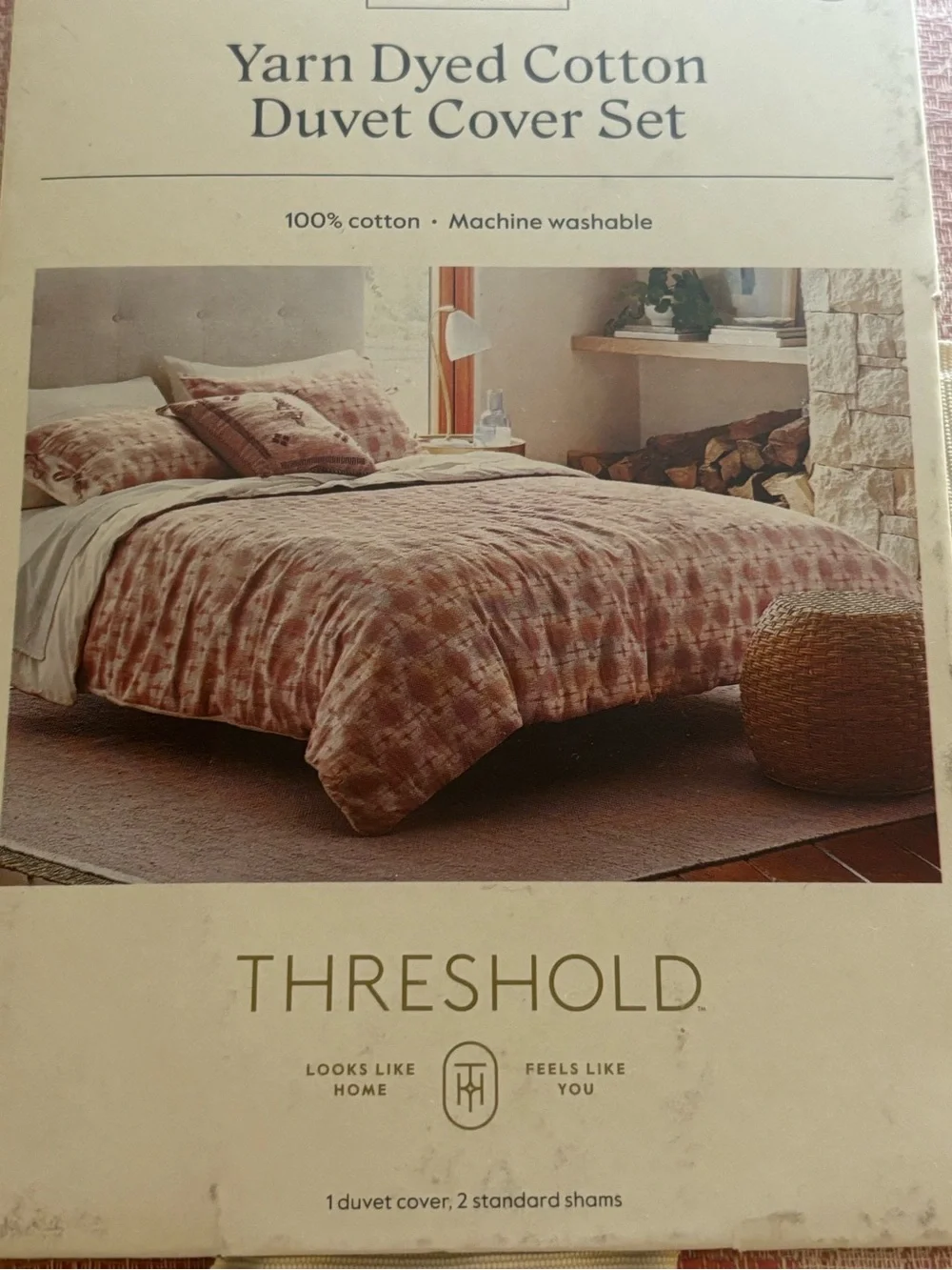 Threshold Yarn Dyed Cotton Duvet Cover Set - Blush Pink